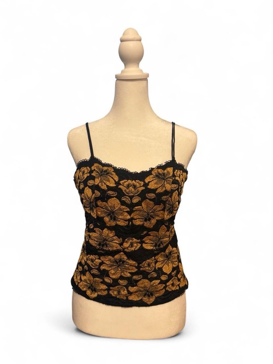Cosabella Tops - Cosabella Black Cami with Gold Floral Lace